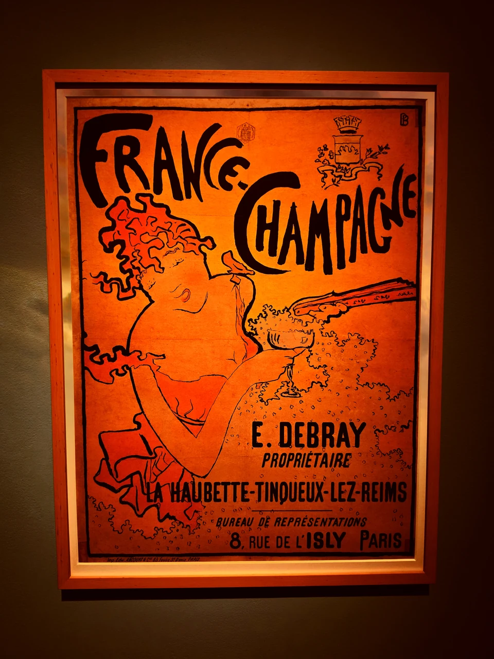 Une affiche orange France Champagne